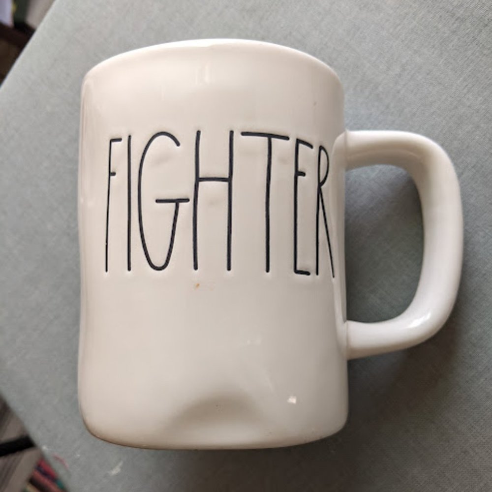 Rae Dunn Cream and Black Fighter Mug